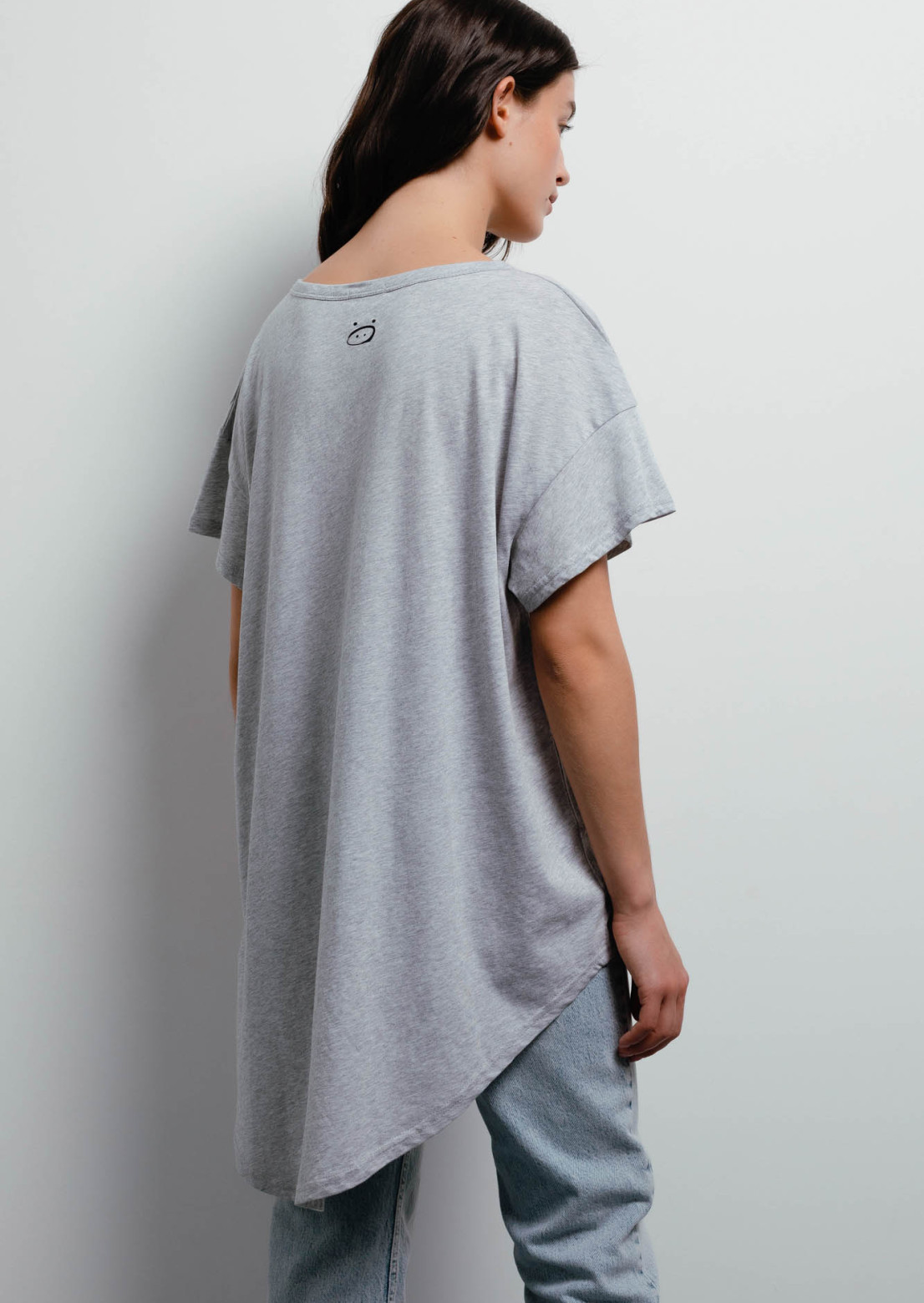 Grey melange T-shirt with a tail made of jersey
